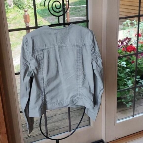 Sigrid Olsen Grey Button Down Long Sleeve Sz 12 Jacket - Picture 5 of 6